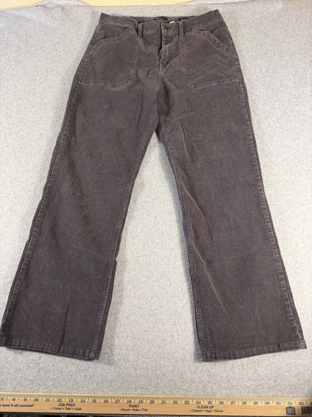 Supplies Mid-Rise Corduroy Wide Leg Pants, Grey, Size 12, 31W